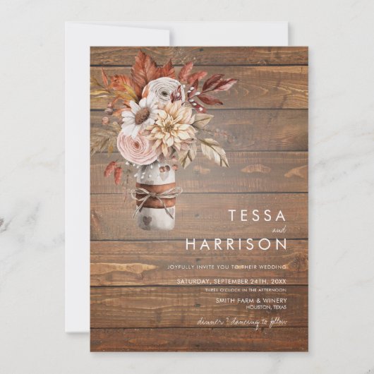 Waterverf Floral Wedding Uitnodiging (Voorkant)