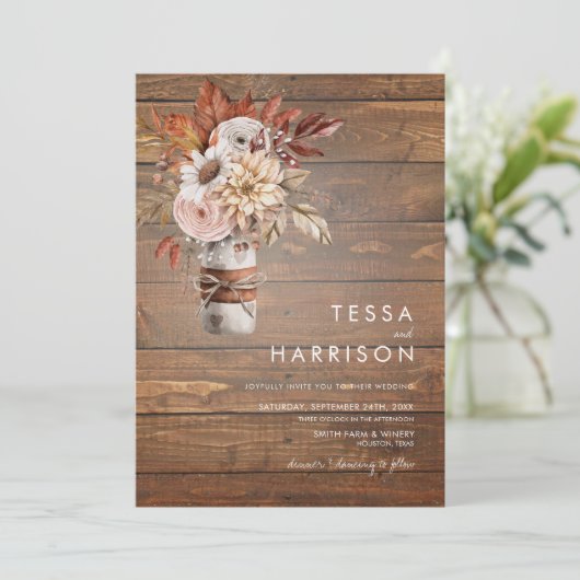 Waterverf Floral Wedding Uitnodiging (Staand voorkant)