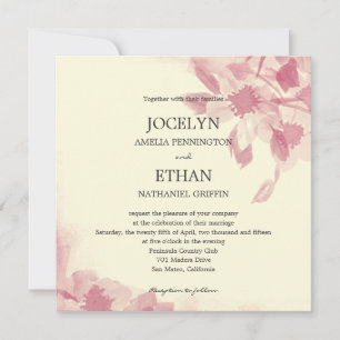 Waterverf Floral Wedding Uitnodiging