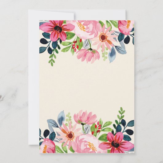 Waterverf Floral Wedding Uitnodiging (Achterkant)