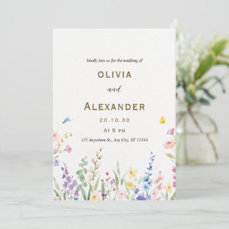 Waterverf Floral Wedding Uitnodiging