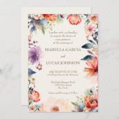 Waterverf Floral Wedding Uitnodiging (Voorkant / Achterkant)