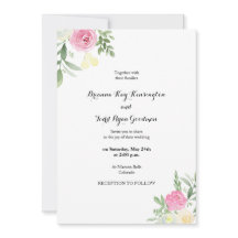 Waterverf Floral Wedding Uitnodiging