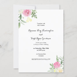 Waterverf Floral Wedding Uitnodiging