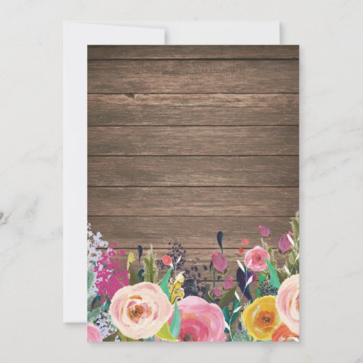 Waterverf Floral Wedding Uitnodiging (Achterkant)