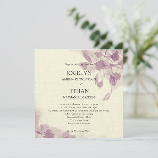 Waterverf Floral Wedding Uitnodiging (Staand voorkant)