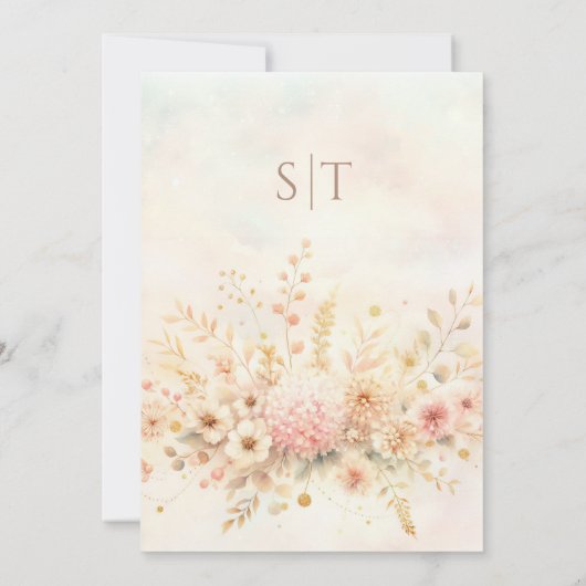 Waterverf Floral Wedding Uitnodiging (Achterkant)