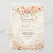 Waterverf Floral Wedding Uitnodiging (Voorkant / Achterkant)