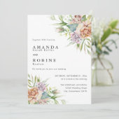 Waterverf Floral Wedding Uitnodiging (Staand voorkant)