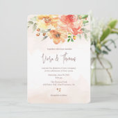 Waterverf Floral Wedding Uitnodiging (Staand voorkant)