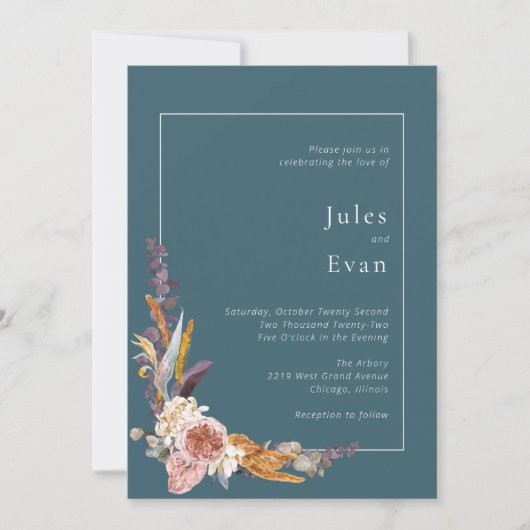 Waterverf Floral Wedding Uitnodiging (Voorkant)