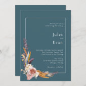 Waterverf Floral Wedding Uitnodiging (Voorkant / Achterkant)