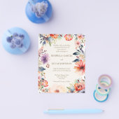 Waterverf Floral Wedding Uitnodiging Flyer (Enkel)