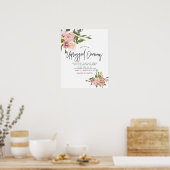 Waterverf floral Wedding Unplugged Ceremony Poster (Keuken)