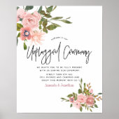 Waterverf floral Wedding Unplugged Ceremony Poster (Voorkant)