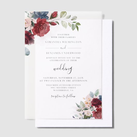 Waterverf Floral Wedding Vellum Uitnodigingen (Offset)