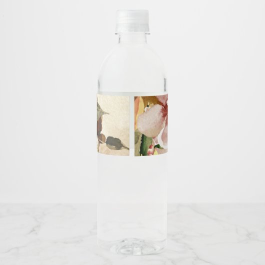Waterverf Floral Wedding Waterfles Etiket (Achterkant)