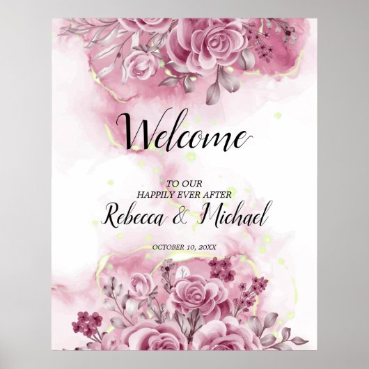 waterverf floral Wedding Welcome Poster (Voorkant)