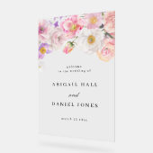 Waterverf Floral Wedding Welkom Acryl Bord (Hoek)