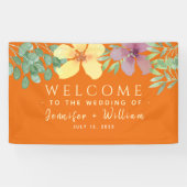 Waterverf Floral Wedding Welkom Spandoek (Horizontaal)