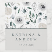 Waterverf Floral Wedding Wine Labels Wijn Etiket (Enkel label)