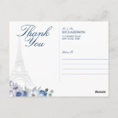 Waterverf Floral Weduwfoto van de Parijse Eiffel T Briefkaart (Achterkant)