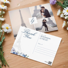 Waterverf Floral Weduwfoto van de Parijse Eiffel T Briefkaart