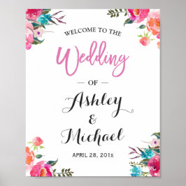 Waterverf Floral Welcome Weddenschap Poster