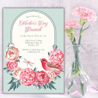 Waterverf Floral Whimsical Moederdag Brunch Kaart