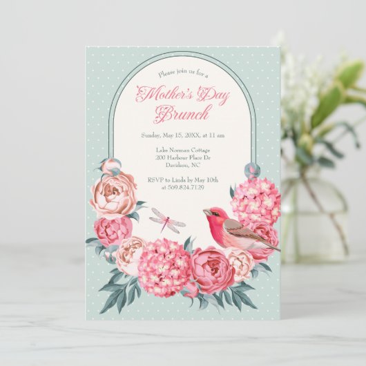 Waterverf Floral Whimsical Moederdag Brunch Kaart (Staand voorkant)