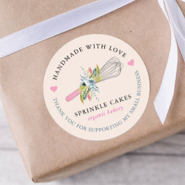 Waterverf Floral Whisk Bakery Hartelijk dank Ronde Sticker