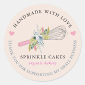 Waterverf Floral Whisk Bakery Hartelijk dank Ronde Sticker (Voorkant)