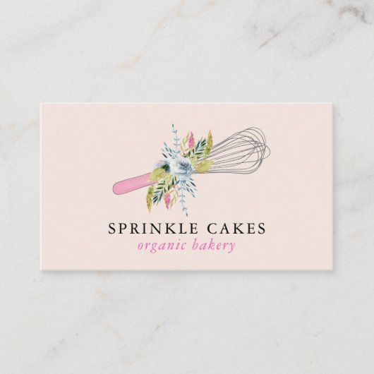 Waterverf Floral Whisk Bakery Visitekaartje (Voorkant)