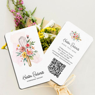 Waterverf Floral Whisk Bakkerij Visitekaartje