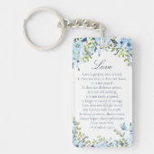 Waterverf Floral White Blue Scriptnaam Sleutelhanger (Voorkant)