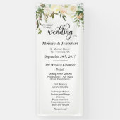 Waterverf Floral White Cream Wedding Programme Spandoek (Verticaal)