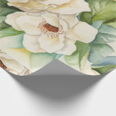 Waterverf  Floral White Magnolia Flowers Cadeaupapier (Hoek)