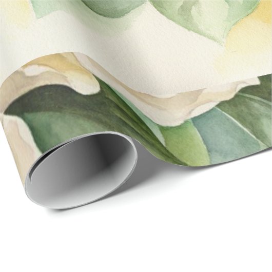 Waterverf  Floral White Magnolia Flowers Cadeaupapier (Rol Hoek)