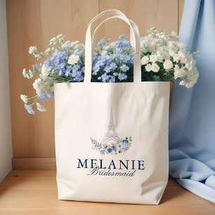 Waterverf Floral White Wedding in de Parijse Eiffe Tote Bag