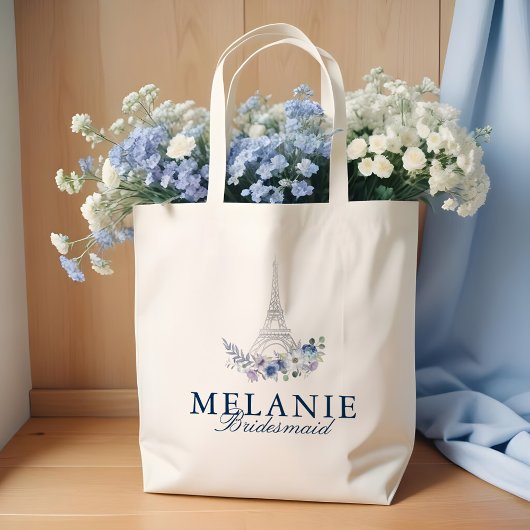 Waterverf Floral White Wedding in de Parijse Eiffe Tote Bag
