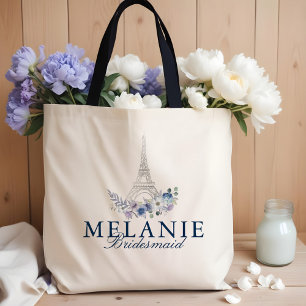 Waterverf Floral White Wedding in de Parijse Eiffe Tote Bag