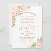 Waterverf Floral White Wedding Rustic Coral Peach Kaart (Voorkant)