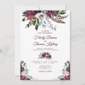 Waterverf Floral White Wedding van Burgundy Splend Kaart (Voorkant)