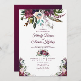 Waterverf Floral White Wedding van Burgundy Splend Kaart