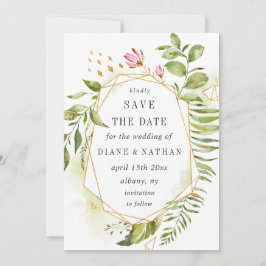 Waterverf Floral Wild Green Foliage Save the Date