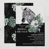 Waterverf Floral Wild Zebra Bridal Brunch Kaart (Voorkant / Achterkant)