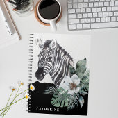 Waterverf Floral Wild Zebra Persoonlijke naam Notitieboek