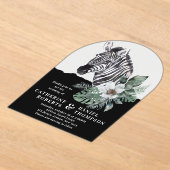 Waterverf Floral Wild Zebra Safari Wedding Acryl Uitnodigingen (Laagn)