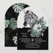 Waterverf Floral Wild Zebra Safari Wedding Kaart (Voorkant / Achterkant)
