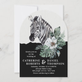 Waterverf Floral Wild Zebra Safari Wedding Kaart